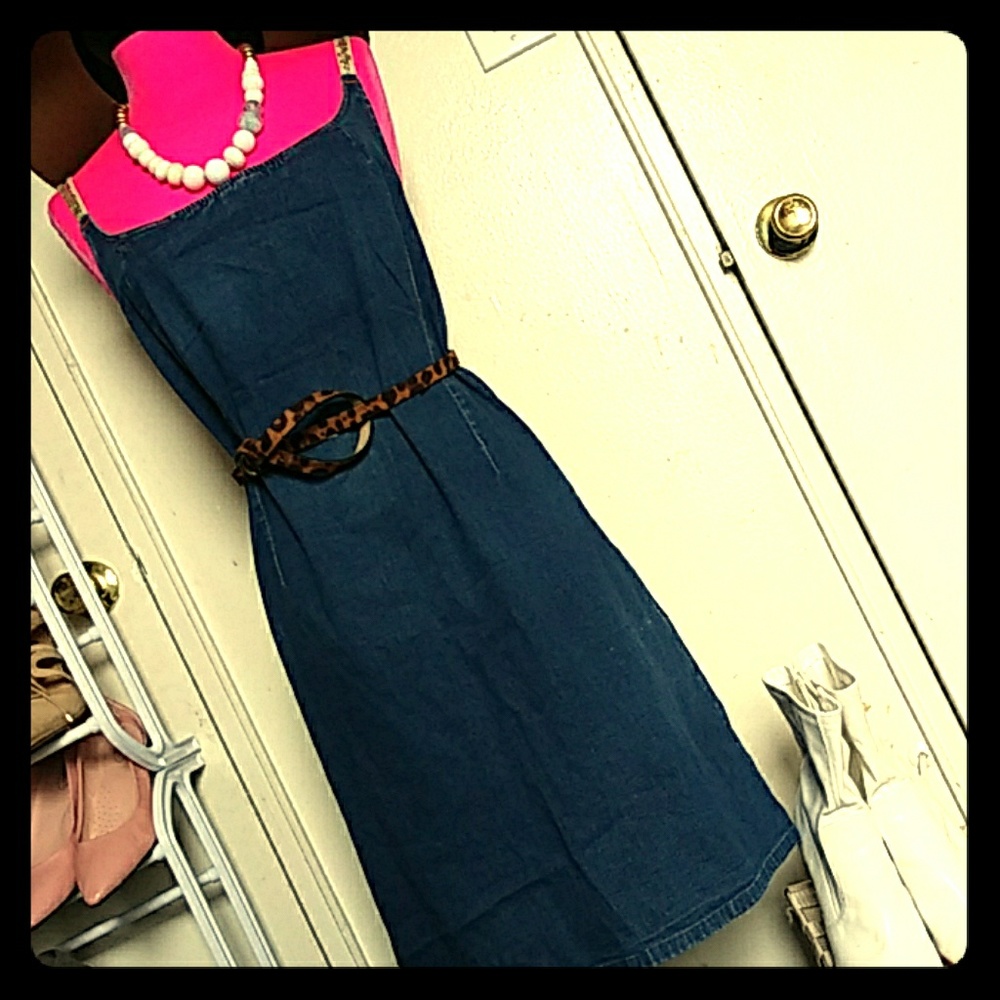 Denim dress.